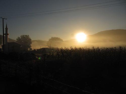 Sunrise with fog in Albania 