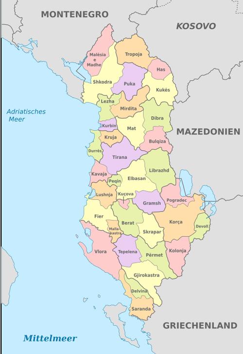 Albania Adminstrative division