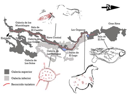 Overview of the Cueva de la Pileta, indicating the site of petroglyphs 