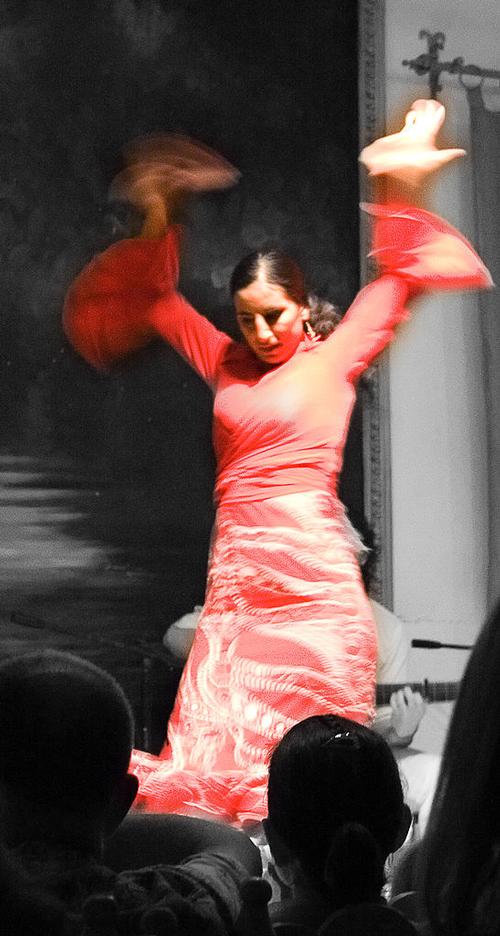 Flamenco dancer in traditional costume, Andalusia 