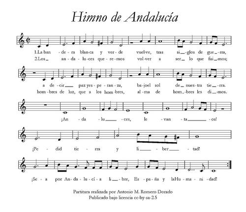 Text and sheet music national anthem Andalusia 