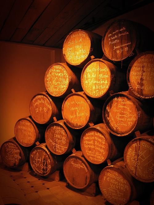 Sherry casks stacked according to the solera method