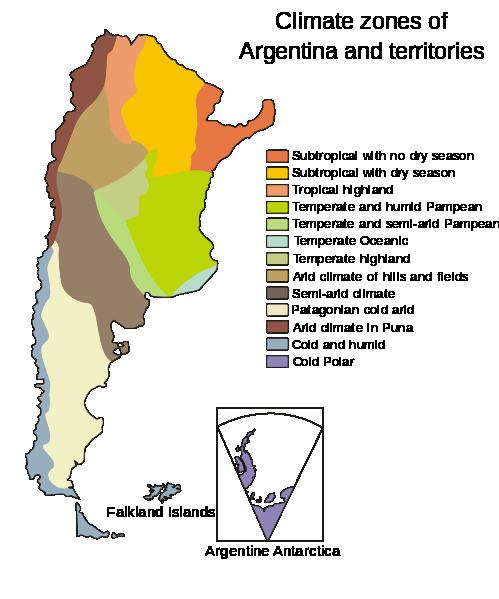 Climate zones of Argentina