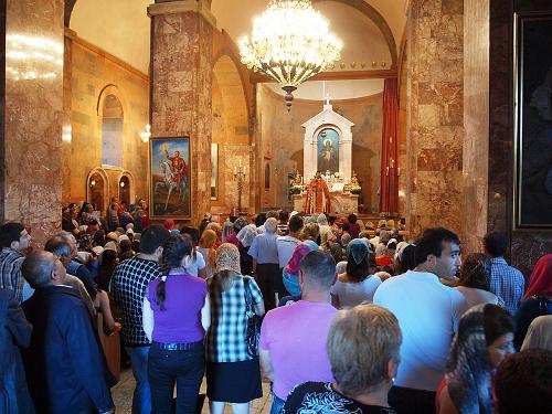 Armenians at a church service