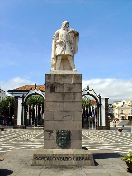 Statue of Goncalo Velho Cabral in Ponta Delgada, São Miguel, Azores 