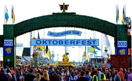 Main entrance Oktoberfest, Munich, Bavaria