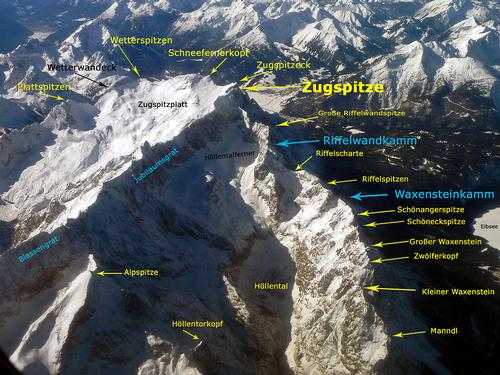 The Wettersteingebirge with the highest peak in Bavaria and Germany, the Zugspitze
