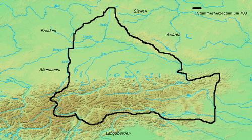 Tribal duchy of the Agilolfingen in 788