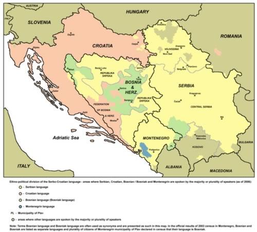 Bosnian Language Map