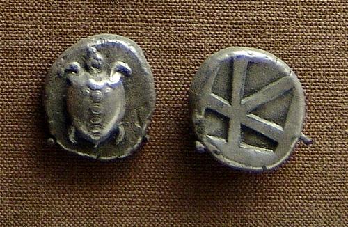 Coin Aegina with an image of a sea turtle