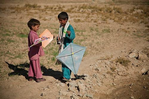 Children with kites in Afghanistan
