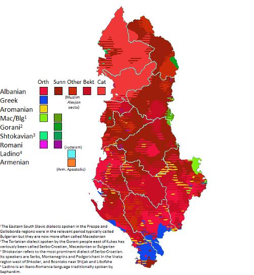 Language map Albania