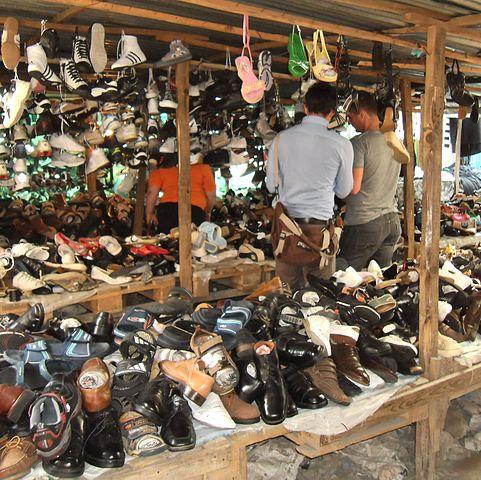 Albania Shoe market in Shkodra Albani 