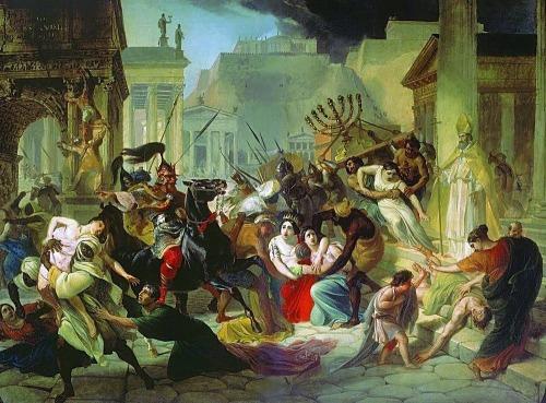 The Vandal Geiserik conquers and loots Rome at June 455 