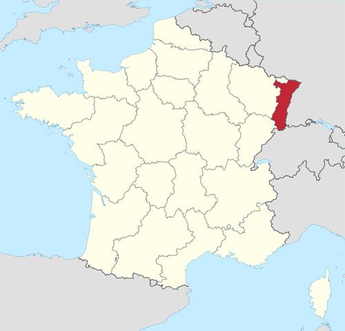 Location of Alsace in France