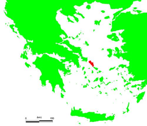 Andros on the map of Greece