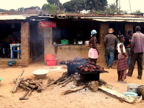 Typical street scene in an unknown Angolan village