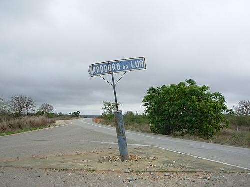 Road sign in Portuguese language