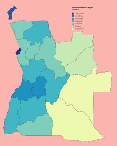 Population Density Provinces of Angola