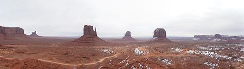 Mittens in Monument Valley in winter, Arizona 