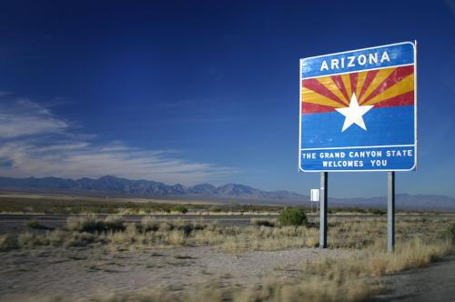 Welcome sign Arizona visitors