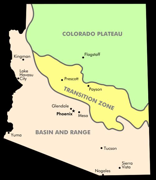Main geographic areas of Arizona