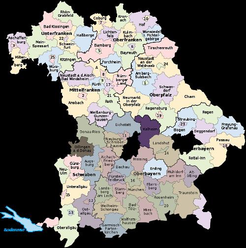 Landkreise en kreisfreie Städte in Bavaria