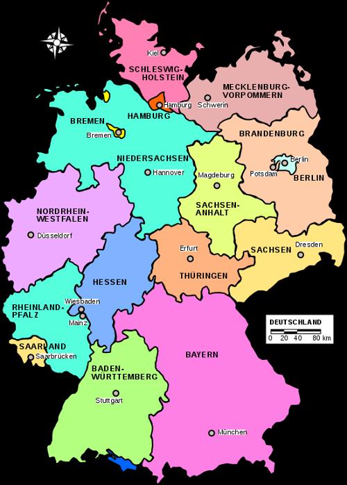 German states with Bavaria as the largest