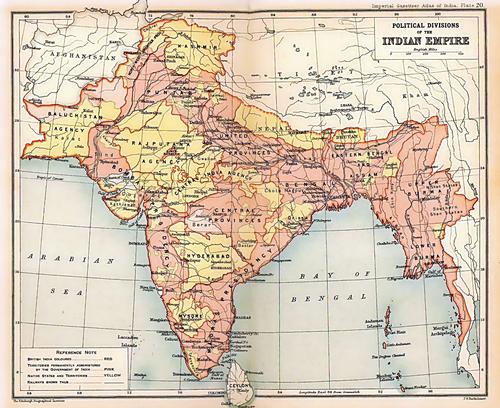 Map of British India in 1909