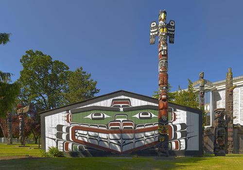 Potlatch: Building where guests stay during the potlatch, Thunderbird Park, Victoria, British Columbia
