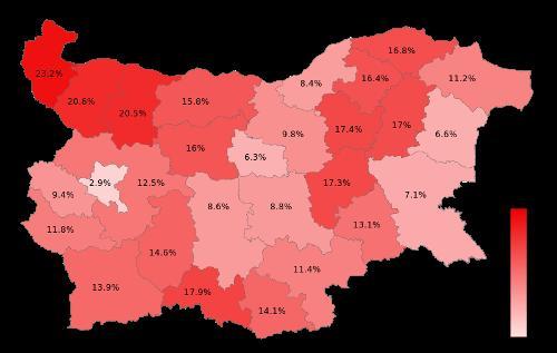 Unemployment Bulgaria geographic distribution