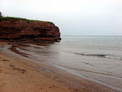 Red sandstone in Cabbot Beach Proncial Park, Prince Edward Island 