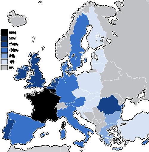 Franssprekenden in Europa afbeelding: publiek domein