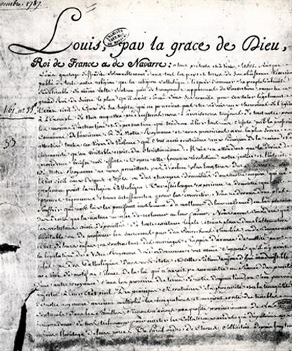 Text Édit de Tolérance, signed by Louis XVI