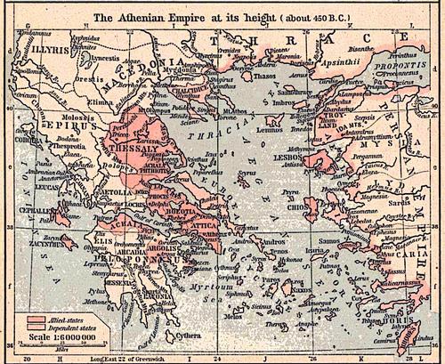 Athenian Empire at its height, ca. 450 BCE