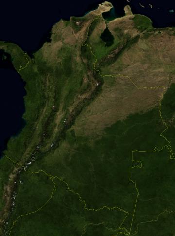 Colombia on satellite photo