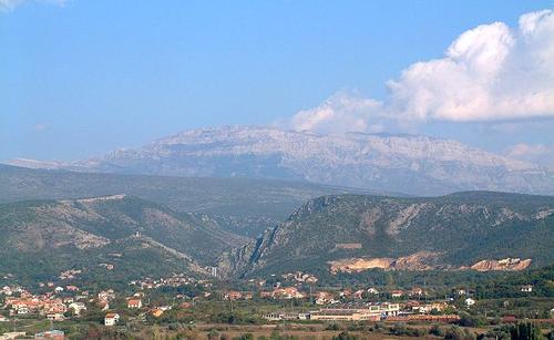 Landscape with the highest mountain in Croatia, Dinara, in the background