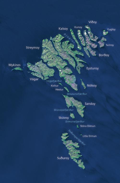 Faeroe Islands Satellite Photo