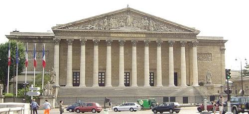 The Assemblée Nationale is located at Palais Bourbon in Paris