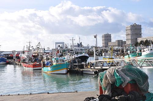 Fishing boats in the port of Le Havre, France