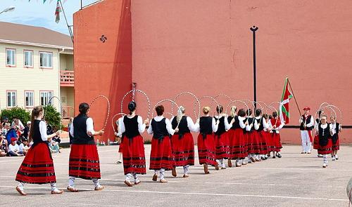 French Basques in traditional costumes in Saint-Pierre-et-Miquelon, France