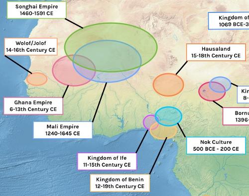 African kingdoms in ancient times and the Middle Ages, including the kingdom of Ghana
