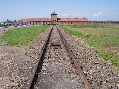  Rail leading to the German Nazi death camp Auschwitz II (Birkenau)