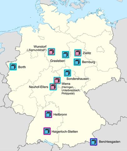 Locations saltmines in Germany