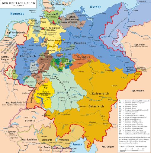 The German Confederation (German: Deutscher Bund) was a confederation of more than 40 German states.