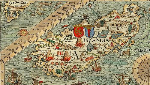 Iceland recorded in the Carta Marina in 1539