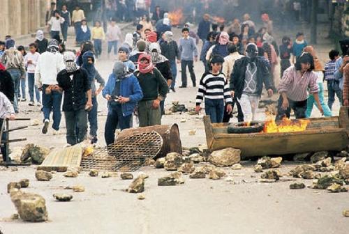 Barricade during the first intifada, Israel