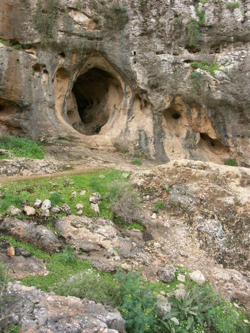 Es Skhul cave where bones have been found in Israel