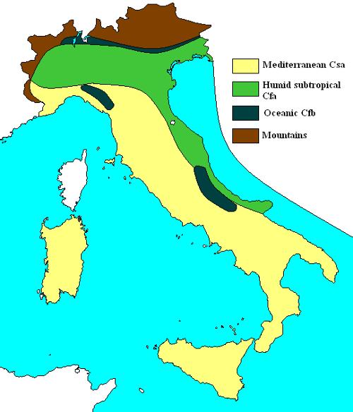 Climate zones Italy