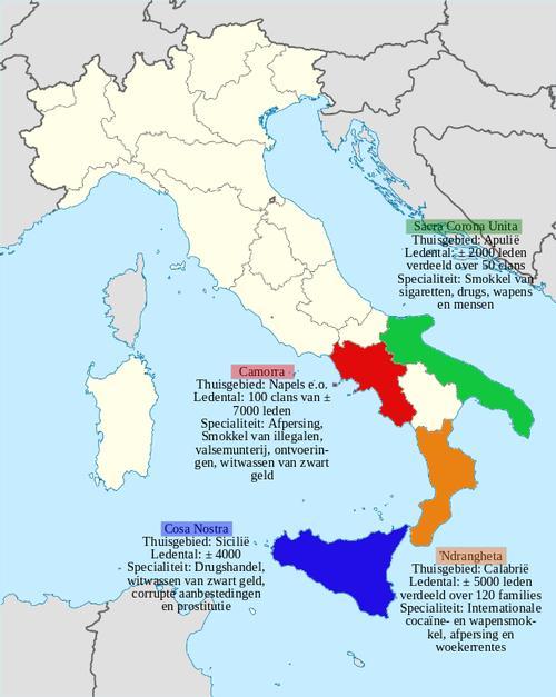 Home areas Italian mafia